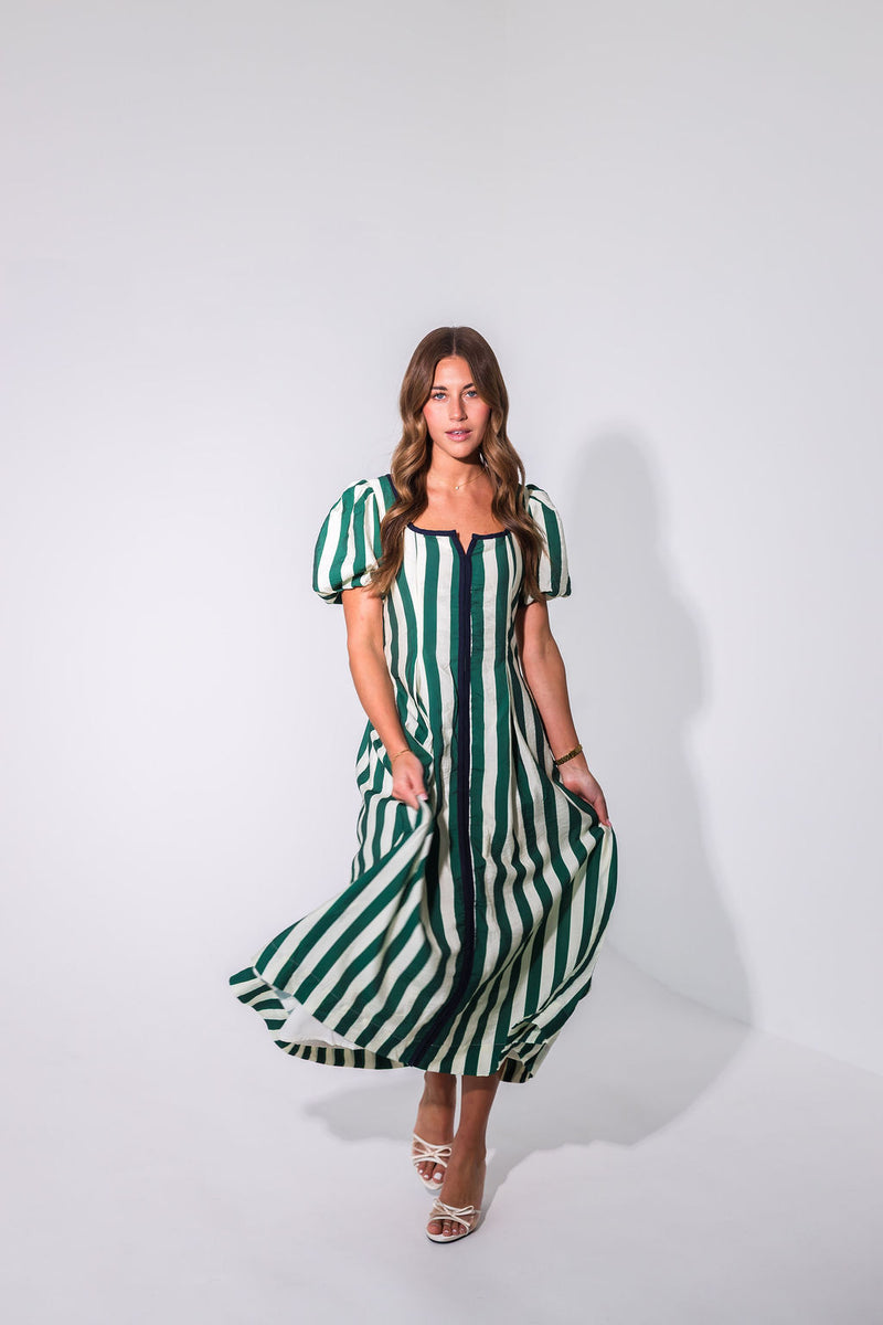 envy green dress Yumi Green Abstract Print Ruched Midi Dress With Long Sleeves