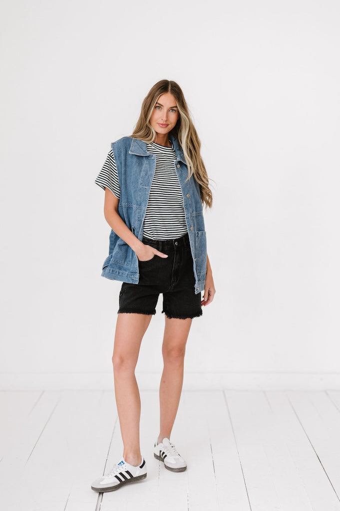 One Step Forward Denim Shorts