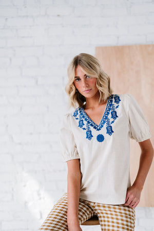 Apply Now Embroidered Top