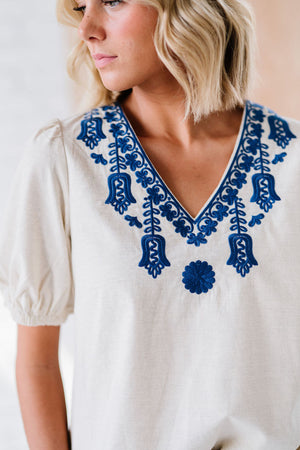 Apply Now Embroidered Top