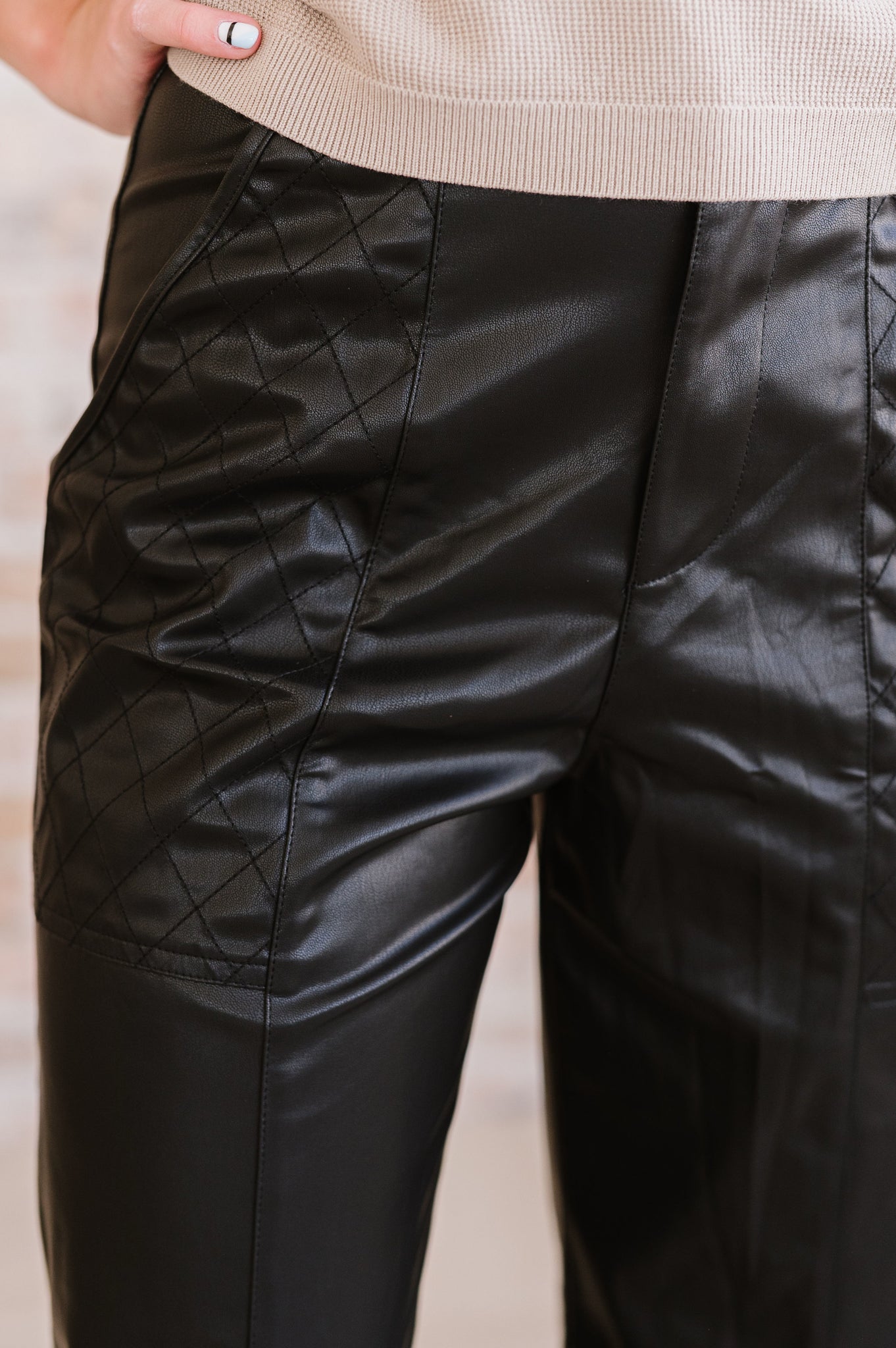 Onyx Leather Crop Pants