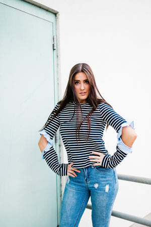 Elbows Out Striped Top
