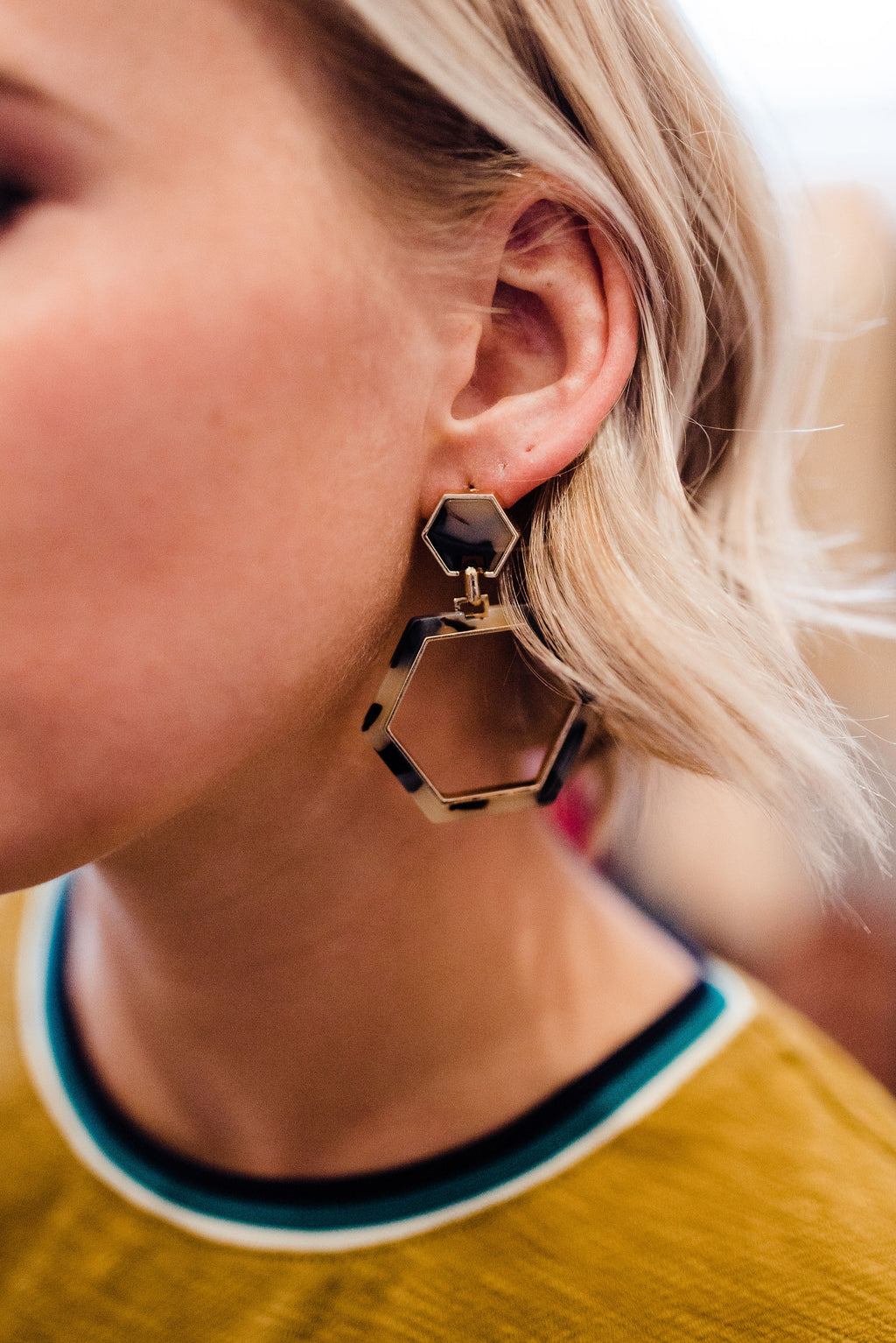 Tortoise Hex Earring